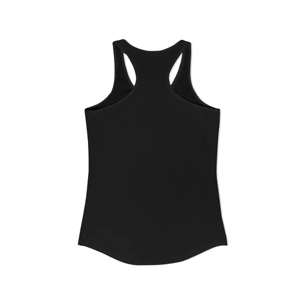 Orange Lettering Women's Racerback Tank in Solid Black, back view, view 4