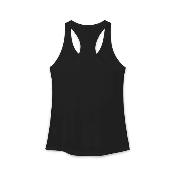 Orange Lettering Women's Racerback Tank in Solid Black, view 6