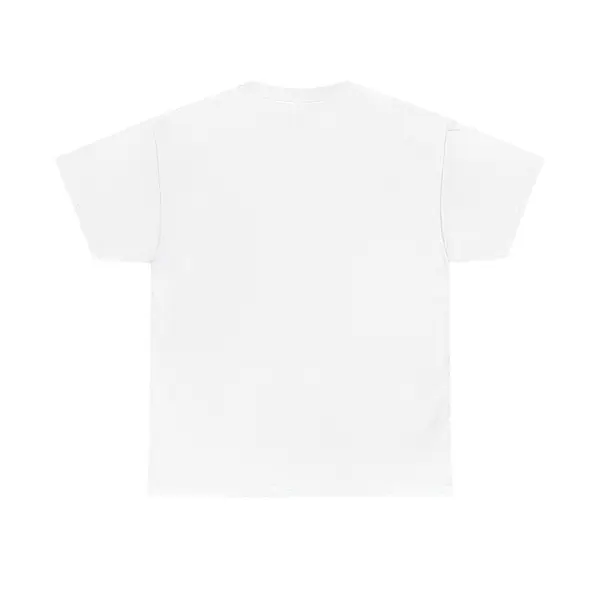 Red & Blue Retro Script T-Shirt in White, back view, view 3