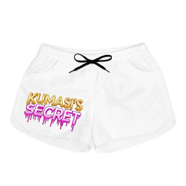 Women's Casual Drip Lettering Shorts in Black drawstring, view 2