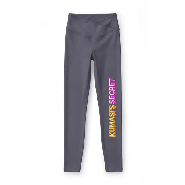 Pink & Gold Lettering Leggings in Charcoal, view 2