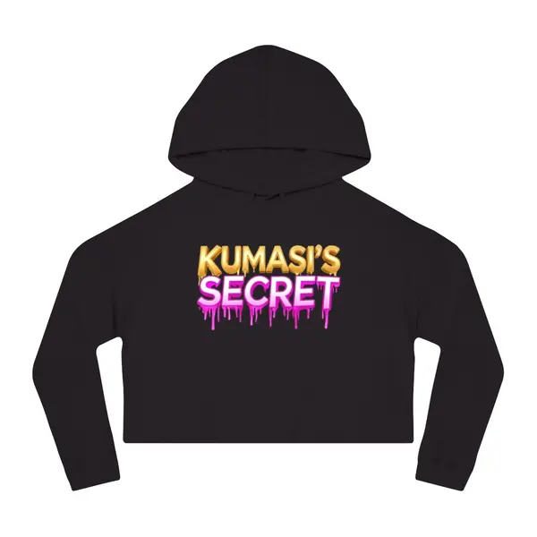 Drip Text Cropped Hoodie in Black, view 2