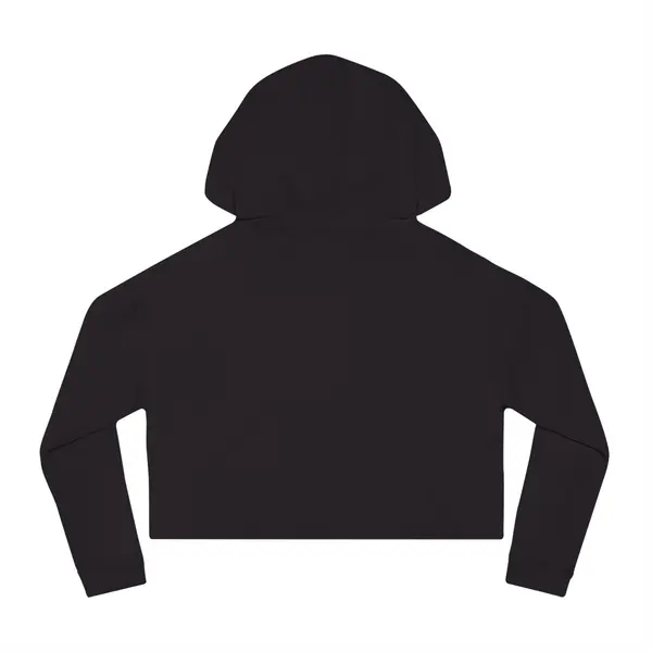Drip Text Cropped Hoodie in Black, back view, view 3