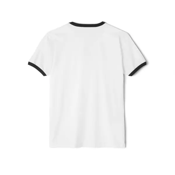 Ringer T-Shirt with Leaf Sprig Wordmark in White/Black, back view, view 4
