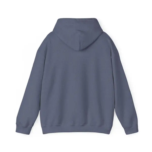 Drip Lettering Graphic Pullover Hoodie in Heather Navy, back view, view 3