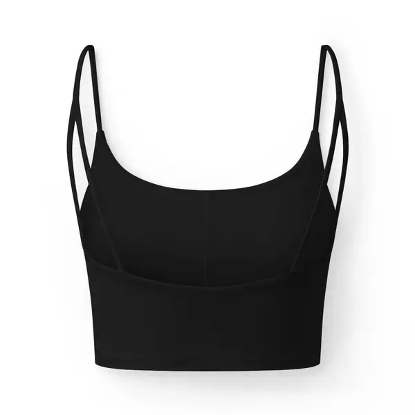 Yellow Script Luxe Crop Bralette in Black, back view, view 4