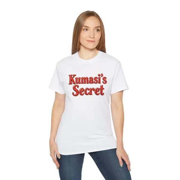 Red Script Wordmark T-Shirt in White, view 3