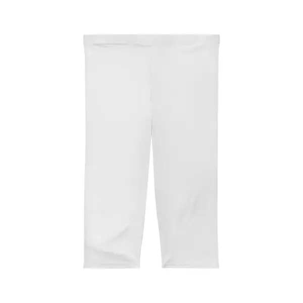 White Capri Leggings, Vertical Lettering in White stitching, back view, view 3