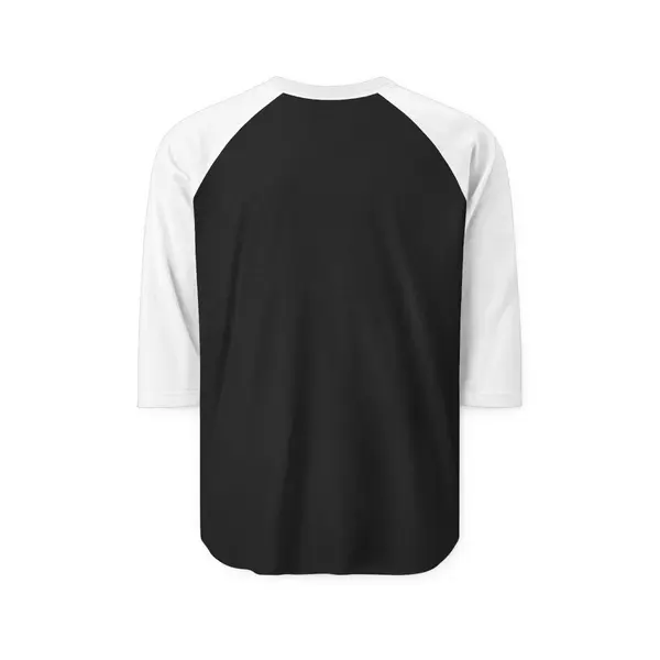 Weathered Lettering Raglan Baseball Tee in Black/White, back view, view 4