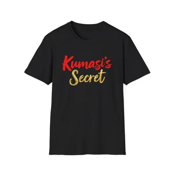 Red & Gold Script T-Shirt in Black, view 2