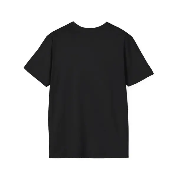 Red & Gold Script T-Shirt in Black, back view, view 3