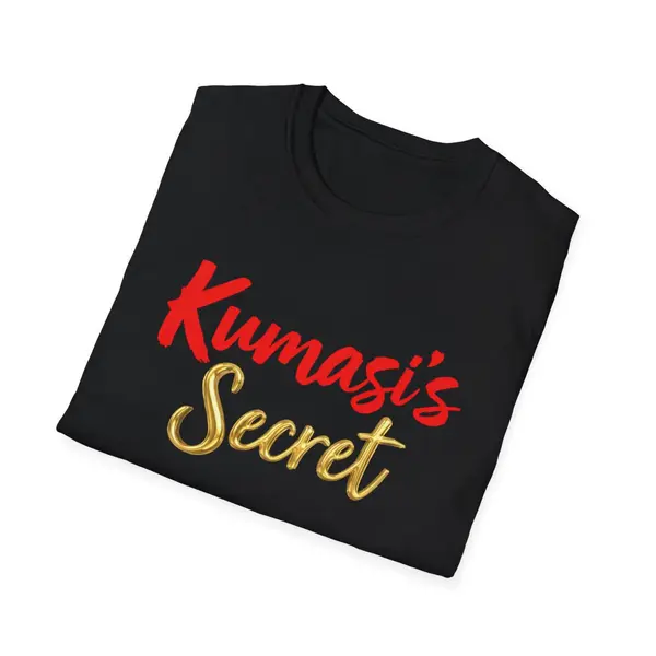 Red & Gold Script T-Shirt in Black, view 5