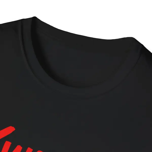 Red & Gold Script T-Shirt in Black, view 4