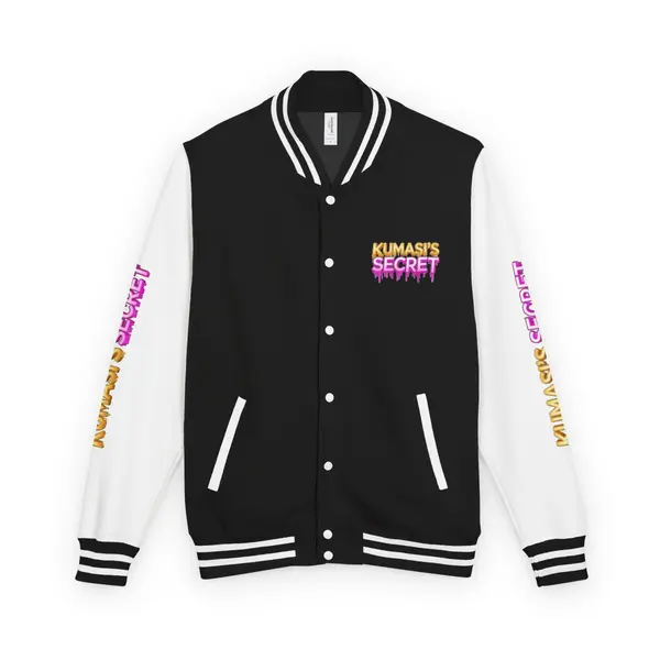 Unisex Varsity Bomber Jacket in Jet Black/Arctic White, view 4