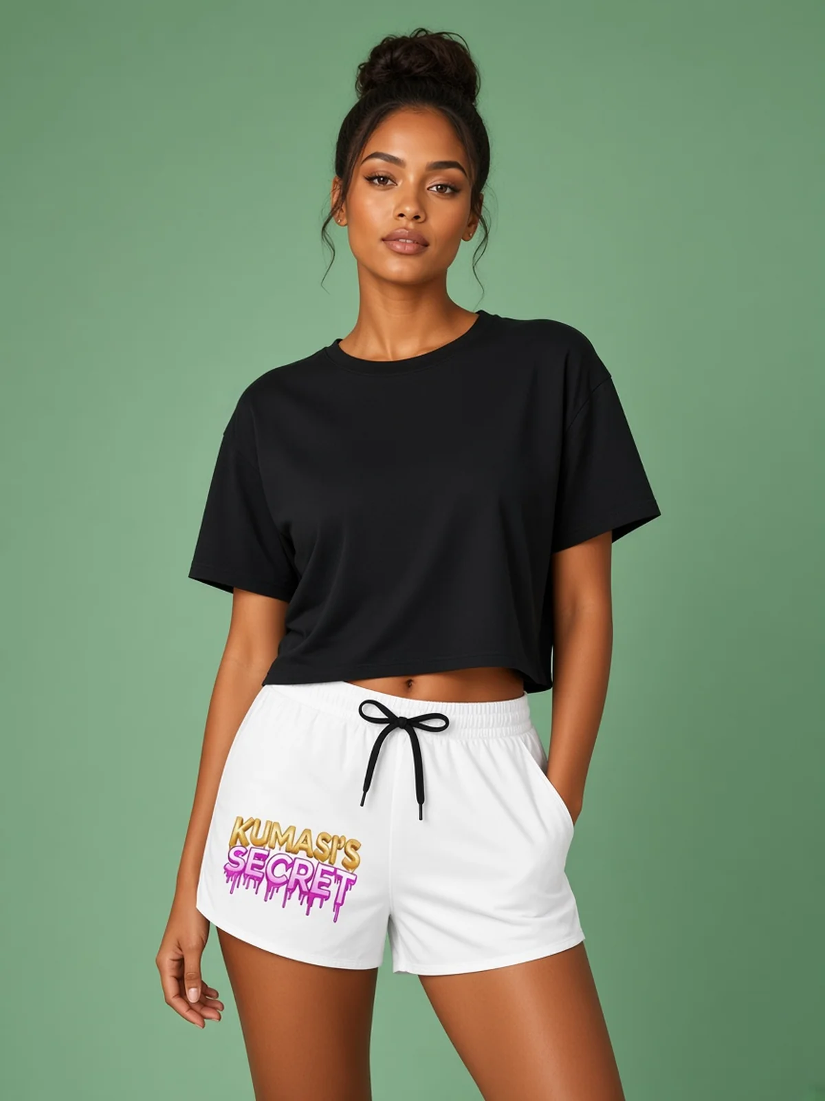 Women's Casual Drip Lettering Shorts by Kumasi's Secret