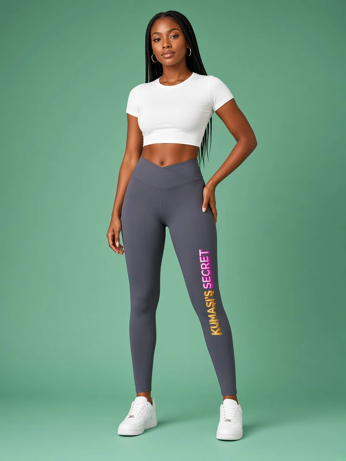 Pink & Gold Lettering Leggings by Kumasi's Secret