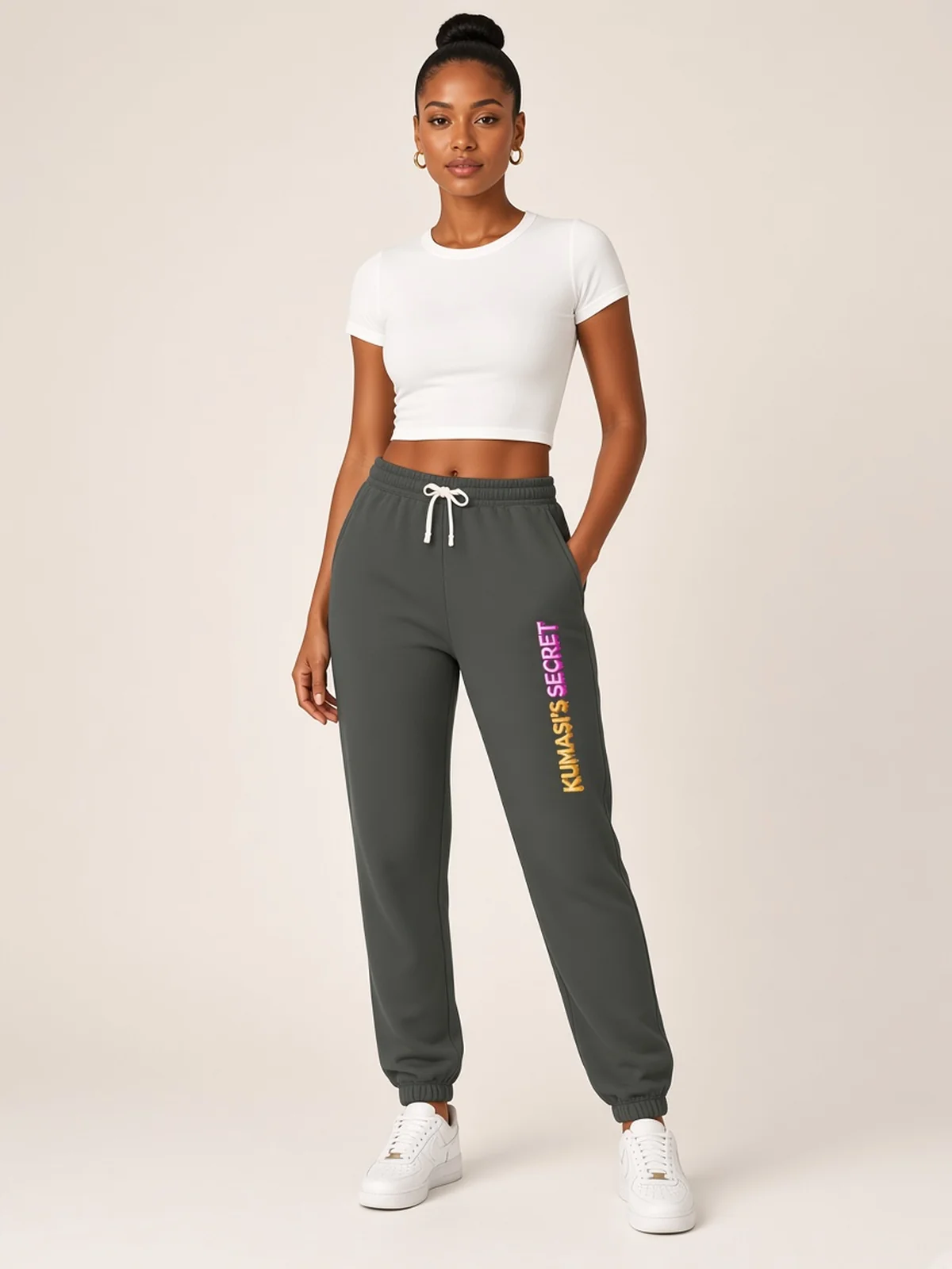 Joggers with Vertical Lettering by Kumasi's Secret