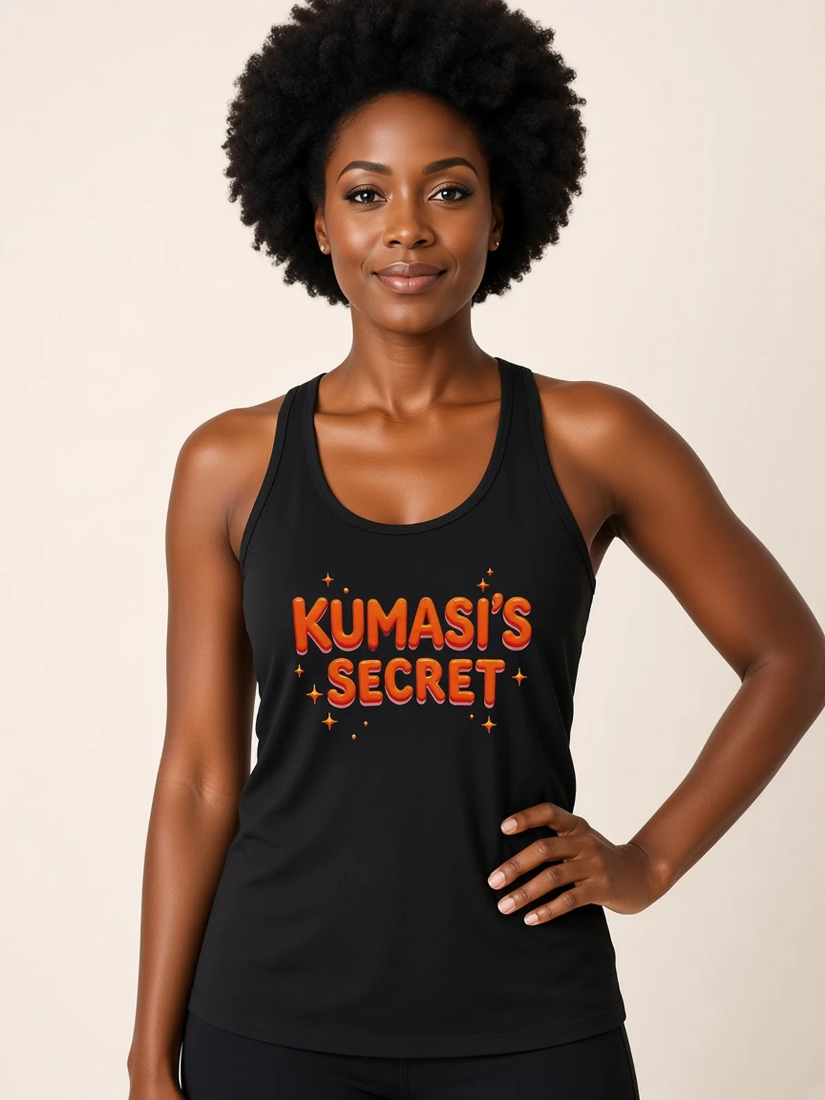 Orange Lettering Women's Racerback Tank by Kumasi's Secret